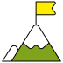 Icon featuring a mountain with a flag on top of it, representing SEaB Energy's aims.