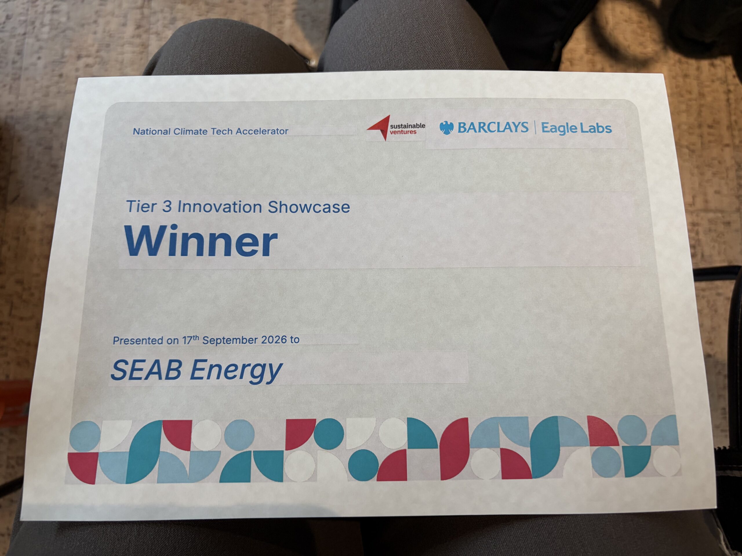 SEaB Energy's Tier 3 Innovation Showcase win at the National Climate Tech Accelerator